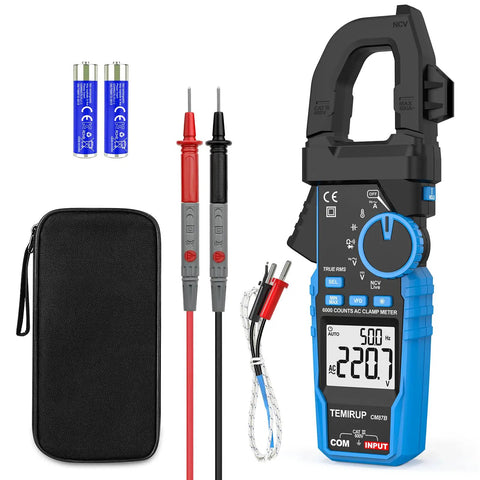 All In One Handy Clamp Meter Multimeter With Auto Ranging 6000 Counts True RMS For AC And DC Voltage and accessories