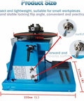 Badass Adjustable Welding Positioner Table With Smooth 0 To 90 Degree Rotation, Heavy Duty 65MM Chuck, Built Like A Tank For Pipe Work Up To 10KG Capacity, showing control switches and measurements.