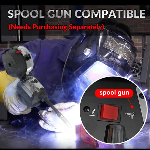 Powerhouse 8 In 1 Multi Process Welder For Aluminum And Steel showing spool gun compatibility and welding action.