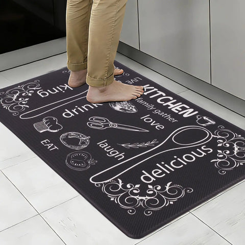 Washable Anti Fatigue Kitchen Mat 17 By 29 Inch Cushioned Foam Runner With Non Slip Ergonomic Comfort For Standing Low Profile Floor Pad Farmhouse Style Chef Kitchen Rug
