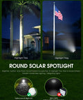 Solar Spot Lights Outdoor Waterproof IP65 Cool White 600LM Hella Bright 18 LEDs illuminating tree and flag