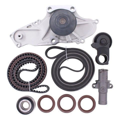 All In One Timing Belt Kit With Water Pump For Honda Accord 2003 2017 includes pulleys, tensioners, gasket, belt, and seals