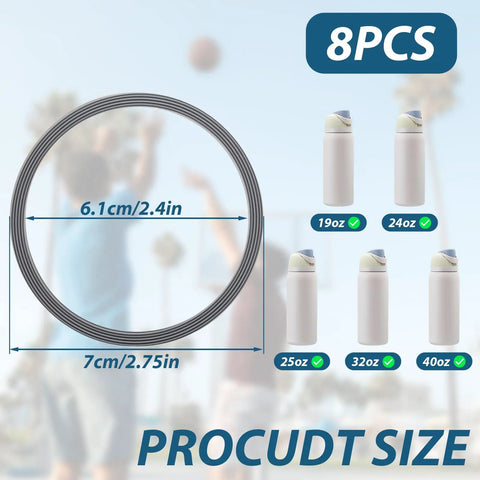8 Pack Rubber Water Bottle Seal Replacement For FreeSip 19oz 24oz 25oz 32oz 40oz Lids Gaskets O Ring Set Silicone BPA Free Leak Proof Direct Replacement For Leaky Or Worn Seals, 8pcs size guide