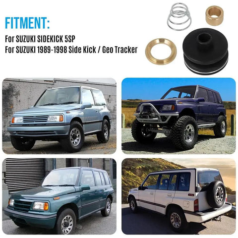 Geo Tracker Suzuki Sidekick Shifter Repair Kit For 1989 To 1998 5 Speed Transmission Lever Includes Brass Bushings Boot And Spring with vehicle examples