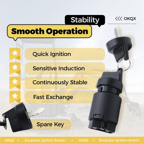 Ignition Switch for Cape Generator 6500 6700 427 186F and AGT Mini Excavator Starter Switch, smooth operation features