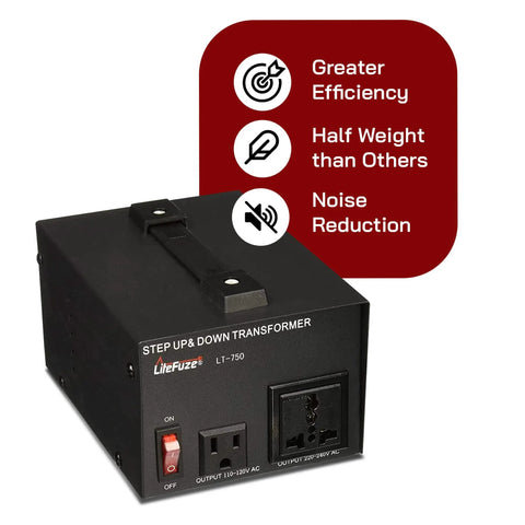 750 Watt Voltage Converter Transformer Step Up And Down Power Converter 110V To 220V And 220V To 110V With Fully Grounded Cord And Universal Socket Travel Ready CE Certified Five Year Warranty Toroidal Transformer