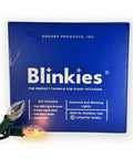 Packaging of Blinkies Soft White Blinking Outdoor String Lights with clear bulbs, perfect twinkle, 36-foot strands, two-pack.
