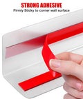 Heavy Duty T304 Stainless Steel Wall Corner Guards, 2 X 2 Inch 48 Inch Long, 10 Pack showing strong adhesive strip being pulled.