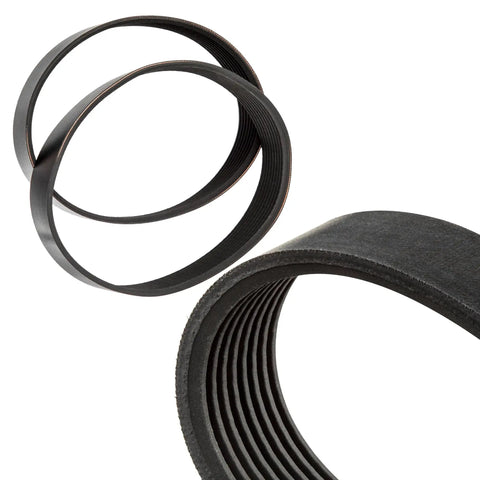 Heavy Duty Miter Saw Drive Belt Set Of Two Replacement Ribbed Rubber Belts showing two ribbed rubber belts for sturdy power tool performance.