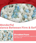 Close-up of high elastic filling in Egg Chair Cushion Replacement For Hanging Chairs Outdoor Waterproof Cover, thick and plush red.