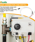 Gas minivolt thermopile replacement for Bradford White water heater; white control module with black dial (Hicello)