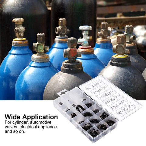300 Piece Snap Ring Set With E Clips And C Clips Assortment Kit for valves and sprayers shown next to gas cylinders