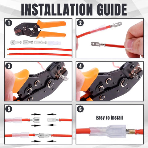 Installation guide for 150 Piece 6.3Mm Male And Female Wire Spade Connector Quick Disconnect Terminal Kit for automotive audio.