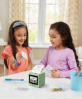 Two children using Portable AI Voice Sticker Printer With Bright HD Display, drawing stickers at a table.