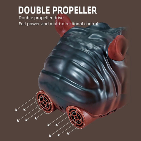 Hippo Themed RC Boat Remote Control Water Spray Totally Fun For Lake River And Pool double propellers detail