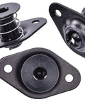Heavy Duty Quarter Turn Fasteners With 5/16 Shank And 5/8 Hex Head for panel mounts, set of three self ejecting black clips.