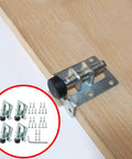 Heavy Duty Furniture Leveling Shims With Adjustable Metal Cabinet Legs And Anti Slip Foot Pads For Wardrobes And Workbenches Including Hex Wrench For Kick Those Wobbles Fast Dead Flat Setup with screws and fittings.