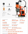 Velvet Soft Vevor 1400 Watt Portable Magnetic Drill Press with 2 inch boring diameter and 800 RPM adjustable speed.