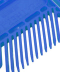 Adjustable Woodworking Featherboard Safety Holder for Table Saw Router Table and Bandmill Stackable Fence Guide with Miter Tslot Matches Any Track to Lock Material Down and Eliminate Kickback Hazards for Stress Free Cutting in blue plastic with interlocking teeth.