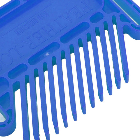 Adjustable Woodworking Featherboard Safety Holder for Table Saw Router Table and Bandmill Stackable Fence Guide with Miter Tslot Matches Any Track to Lock Material Down and Eliminate Kickback Hazards for Stress Free Cutting in blue plastic with interlocking teeth.