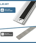 Close-up of a 12 Inch Aluminum Ruler With Dual Inch And Metric Scales, showing anti-slip base and precise markings for drafting.