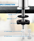Slick Brushed Nickel Reverse Osmosis Drinking Faucet For Kitchen Or Bar Sink With No Sweat Install showing simple connection details.