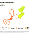 E A Rsoft FX 312-1260 Disposable Foam Ear Plugs, 200 Pairs Per Box, Corded, NRR 33 Noise Reduction For Drilling Grinding