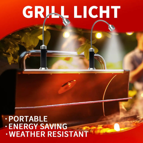 Led Grill Light With Magnetic Base And 360 Degree Gooseneck For BBQ Grilling Night Cooking, lights on barbecue lid