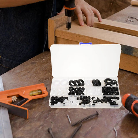 180 Piece Rubber Grommet Kit For Wiring And Ceiling Fans, Heavy Duty Sealing Rings That Lock In Tight And Stop Leaks, Assorted Sizes For Safe Cable Protection And Easy DIY Install, open case