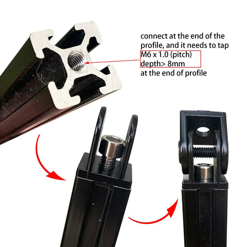Black 4 Sets Aluminum Extrusion Pivot Hinge Swivel Angle Bracket With Handle For 20 Series 20x20 2040 V Slot