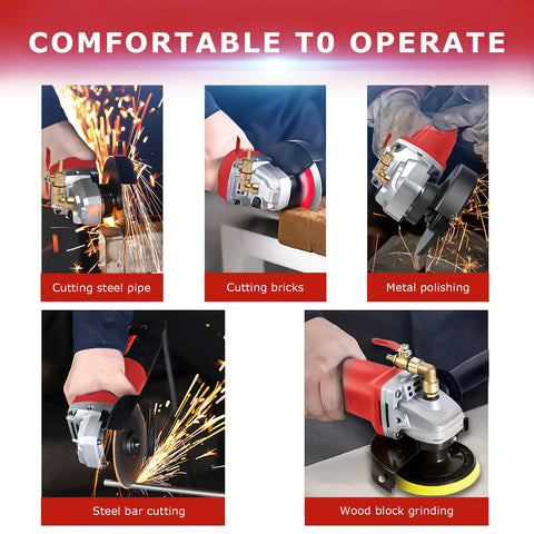 Powerful 860W 110V Wet Polisher Grinder With Variable Speed Control used for cutting, polishing metal, and grinding various surfaces.