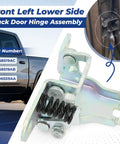 Heavy Duty Lower Door Hinge Front Left Driver Side Solid Bolt On Replacement For Dodge Ram 1500 2500 3500 Classic image showing a truck door hinge assembly.