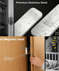 8 Pack Ultra Thin No Drill Magnetic Cabinet Door Catches With Invisible Adhesive Tape For Kitchen Cupboard And Bathroom Drawer Hardware That Looks Clean And Super Easy To Install Without Any Tools Needed Today with rustproof stainless steel finish
