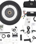20 Inch Electric Bike Rear Hub Motor Kit 48V Beefy 1500W Fat Tire Conversion Kit With LCD Display Controller Bag And Brake Levers For Ebike Ready To Tear Up Snow Gravel And City Streets On Any Ride components laid out