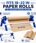 Nifty Paper Dispenser Cutter With Adjustable Mount And Built In Trimmer Plus Heavy Duty Brown Kraft Paper Roll Ideal For Shipping And Packing Straight Up Genius Kit Built Like A Tank, showing 18" x 100 ft kraft paper roll.