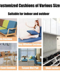 Customizable Size And Color Bench Cushion For Indoor And Outdoor Benches, Bay Window Seat Pad With Non Slip Bottom And Optional