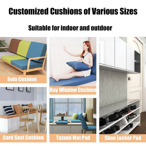 Customizable Size And Color Bench Cushion For Indoor And Outdoor Benches, Bay Window Seat Pad With Non Slip Bottom And Optional