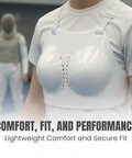 Chest Protector For Fencing Training Gear For Foil Epee Saber Durable Hard Plastic Plastron With Adjustable Straps worn by fencer
