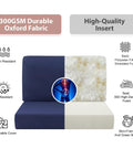 7 Piece Outdoor Patio Cushions Set For Four Seat Sectional Replacement Deep Seat Cushions With Waterproof Fabric And Fade Resistant Materials Navy Blue For Outdoor Sofa showing durable Oxford fabric and high-quality insert features.