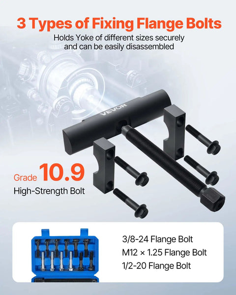 Beefed-Up Heavy Duty Yoke Puller Kit For Class 6-8 Trucks And Equipment, Yoke Removal Tool Set For Kenworth Peterbilt Freightliner Mack Volvo with flange bolts