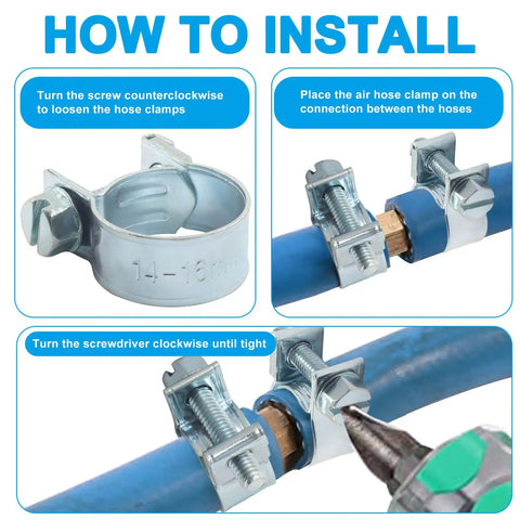 Installation instructions for Beefy Heavy Duty Fuel Line Clamp Kit Set Of 30 Stainless Steel Hose Clamps for auto diesel and petrol