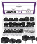 52 Piece Round Black Furniture Pad Set With Screws In 18mm 24mm And 30mm Sizes Heavy Duty Rubber Non Slip Bumpers for Tables Desks