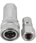 Heavy Duty Carbon Steel Hydraulic Quick Connect Coupler M14x1.5 Female Thread High Pressure Steel Ball Locking Self Closing Stops Leaks Knuckle Tight Thread Under Heavy Industrial Vibration Rock Solid Long Life Handles The Hammer On Big Machines, two-piece connector