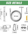 Size details of Shade Sail Hardware Kit 52Pcs Stainless Steel Heavy Duty Anti Rust For Outdoor Patio Garden Canopy.