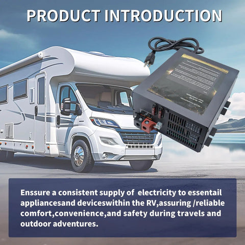 Smooth Operator RV Power Converter Swaps 110V AC To 12V DC With Zero Drama shown on a camper's exterior with a power connection.