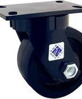 Beefy Heavy Duty Plate Caster Swivel Kingpinless With Forged Steel Wheel And Roller Bearing, 4500 Lb Capacity, side view