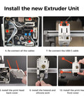 Heavy Duty Bambu Lab A1 And A1 Mini Extruder Unit Replacement showcasing installation steps and wiring for smooth 3D printing.