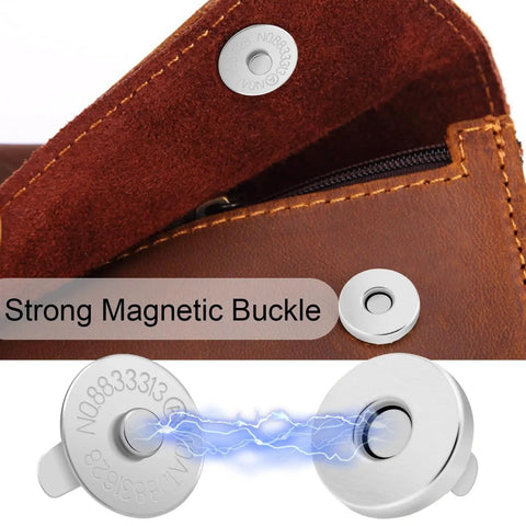 24 Sets Magnetic Snaps For Purses And Totes, 14mm Magnetic Fastener Replacement Kit, Durable Rustproof Alloy, Silver Finish shown on bag