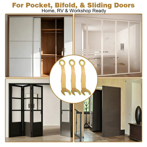 Image showcasing Slick Operation Pocket Door Wrench Kit Featuring A Solid Three Eighth Inch Pivot Adjustment Spanner for various doors.