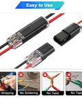 Double Wire Plug In Connectors Pack Of 20 For Low Voltage DC Projects 22-18 AWG Wire 2 Pin Quick Snap Connectors